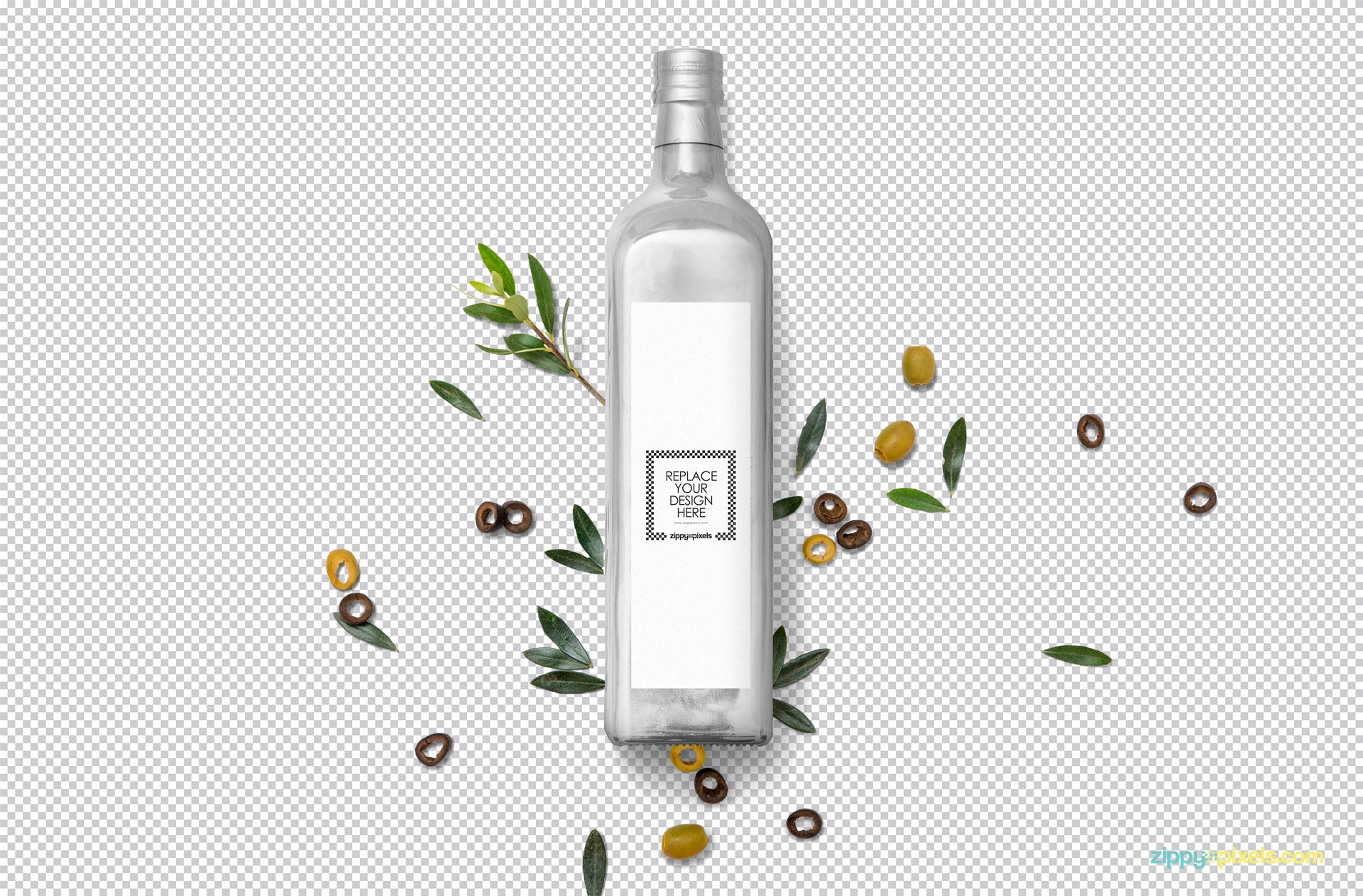 Customizable Glass Bottle Mockup