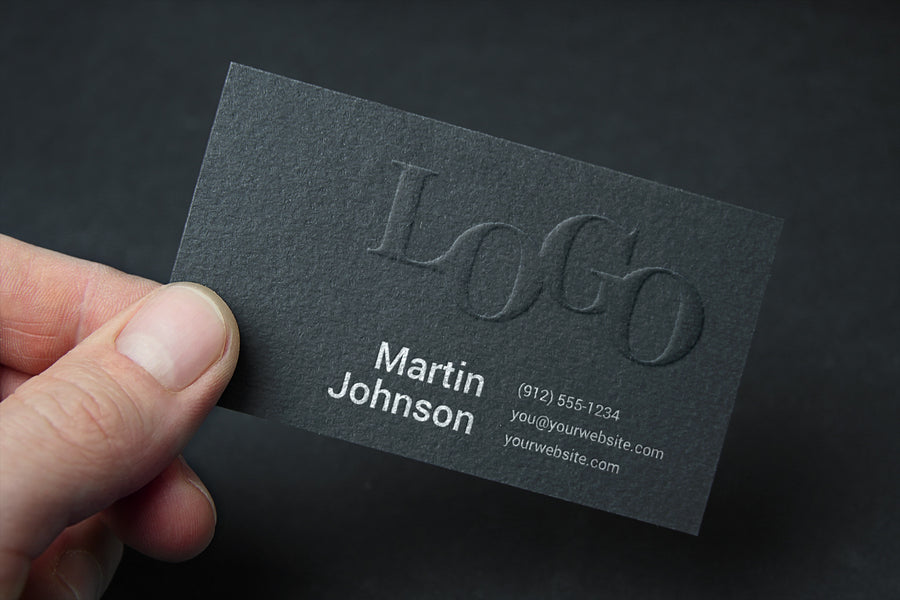 Embossed Black Business Card Mockup