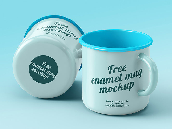 Two Enamel Coffee Mugs Mockups