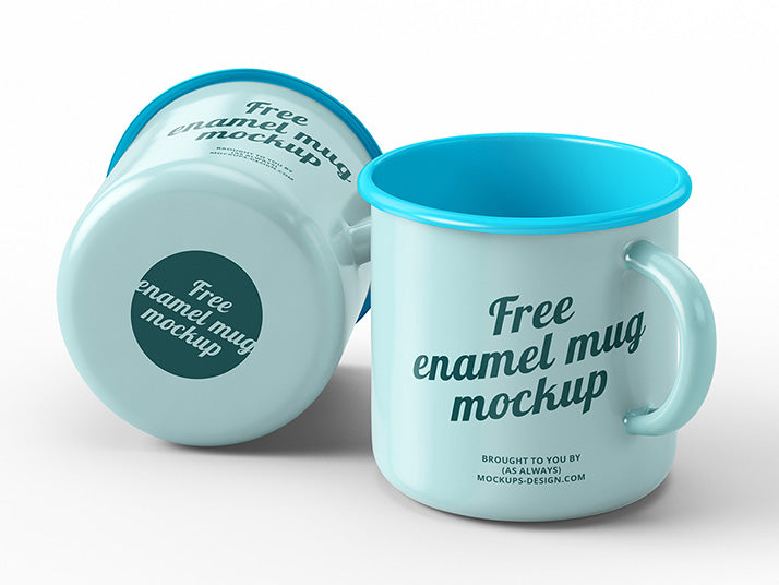 Two Enamel Coffee Mugs Mockups
