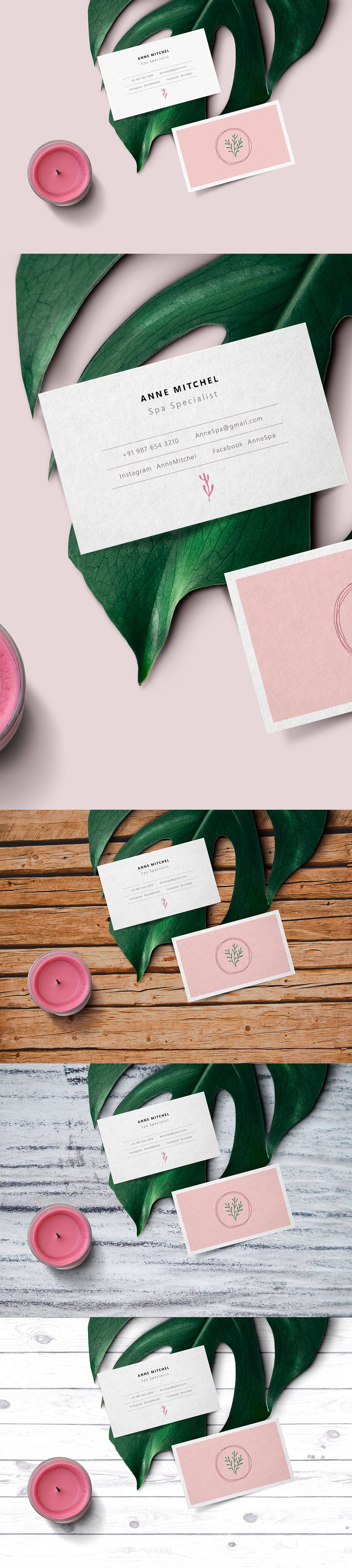 Feminine Business Card Mockup Scene