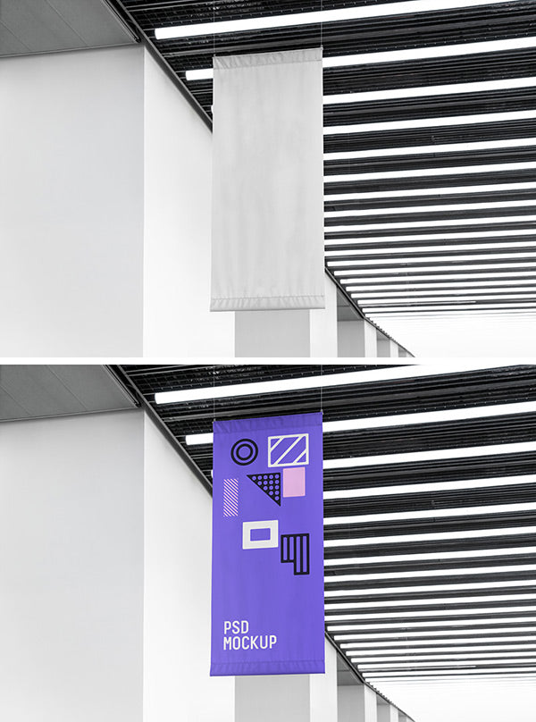 Advetisement Sign Flag MockUp PSD