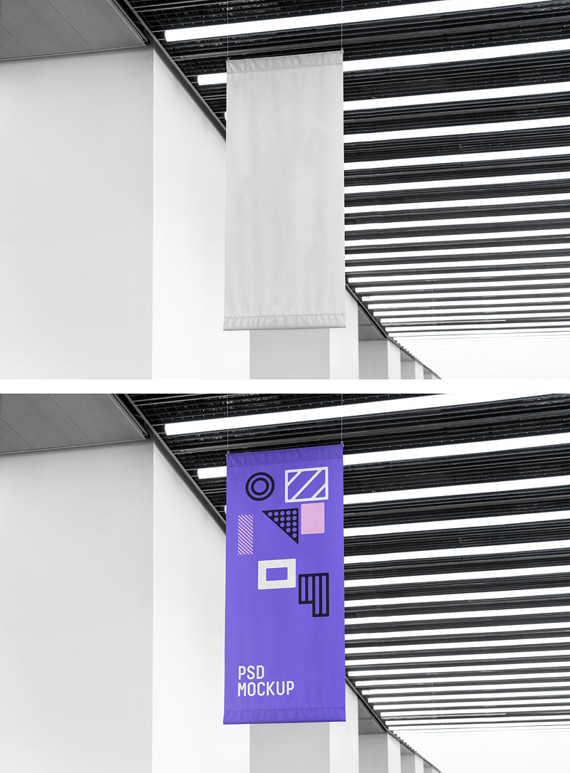 Business Advertisement Flag Hanging (Psd Mockup)