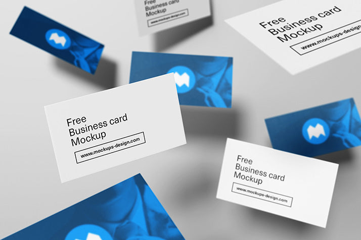 Colelction of Flying Business Card Mockups