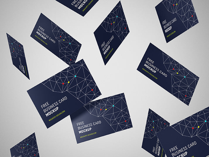 Set of Flying Business Card Mockups