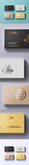 Collection of Foil Business Cards Mockup PSD