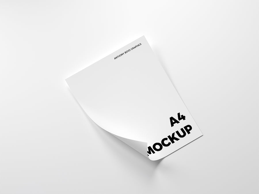 Folded A4 Stationery Print Paper PSD Mockup
