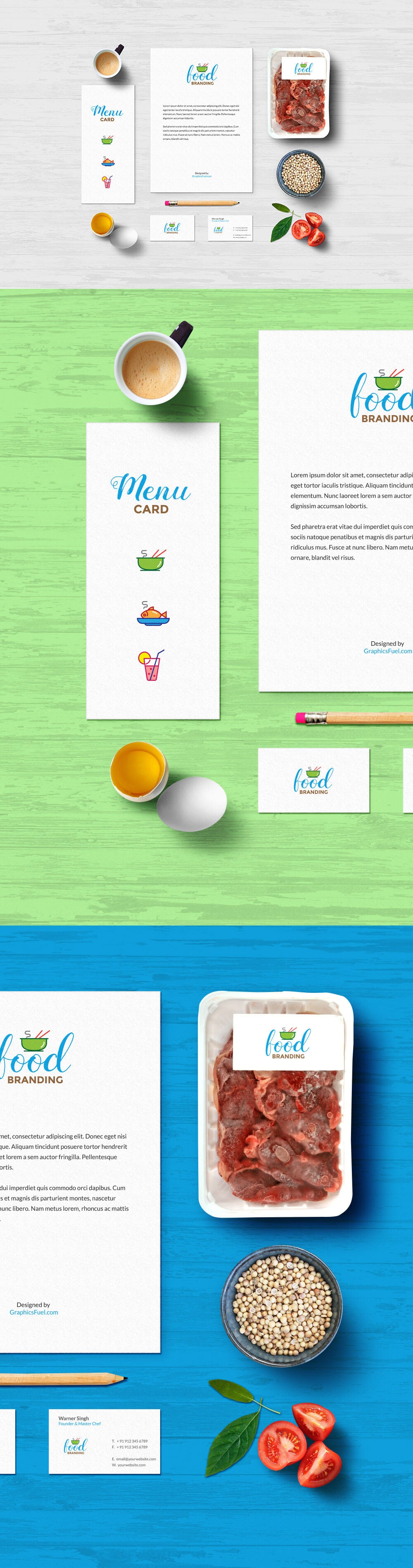 Food and Restaurant Branding Mockup PSD