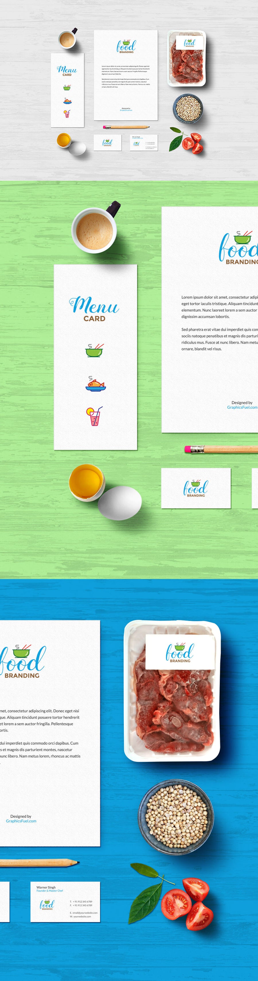 Food and Restaurant Branding Mockup PSD