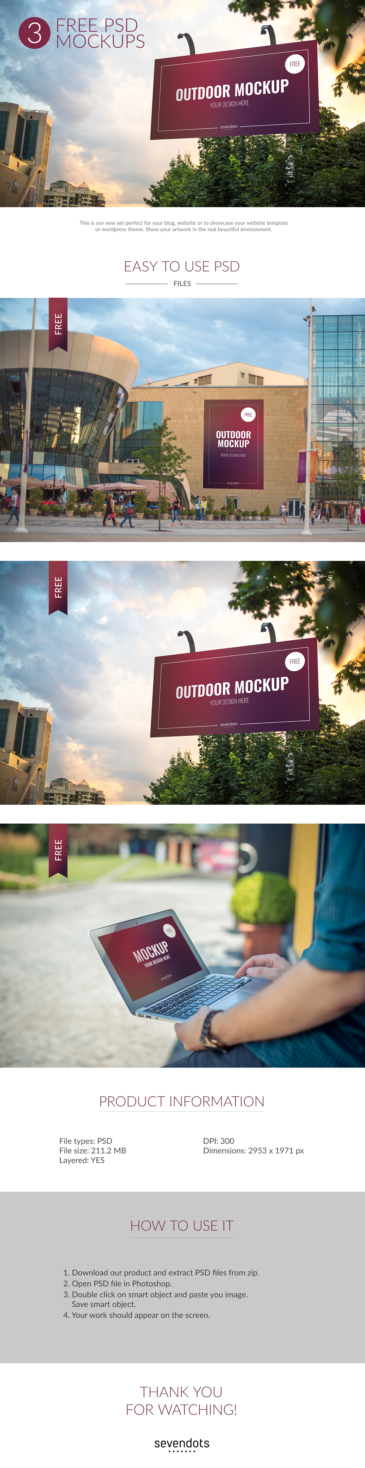 3 Big Outdoor Advertisement Sign PSD Mockups Vertical and Horizontal