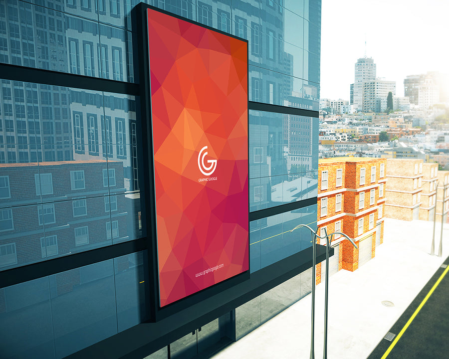 Advertisement Hotel Building Billboard Sign Mockup