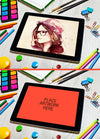 Watercolor Artist Tablet Scene Mockup