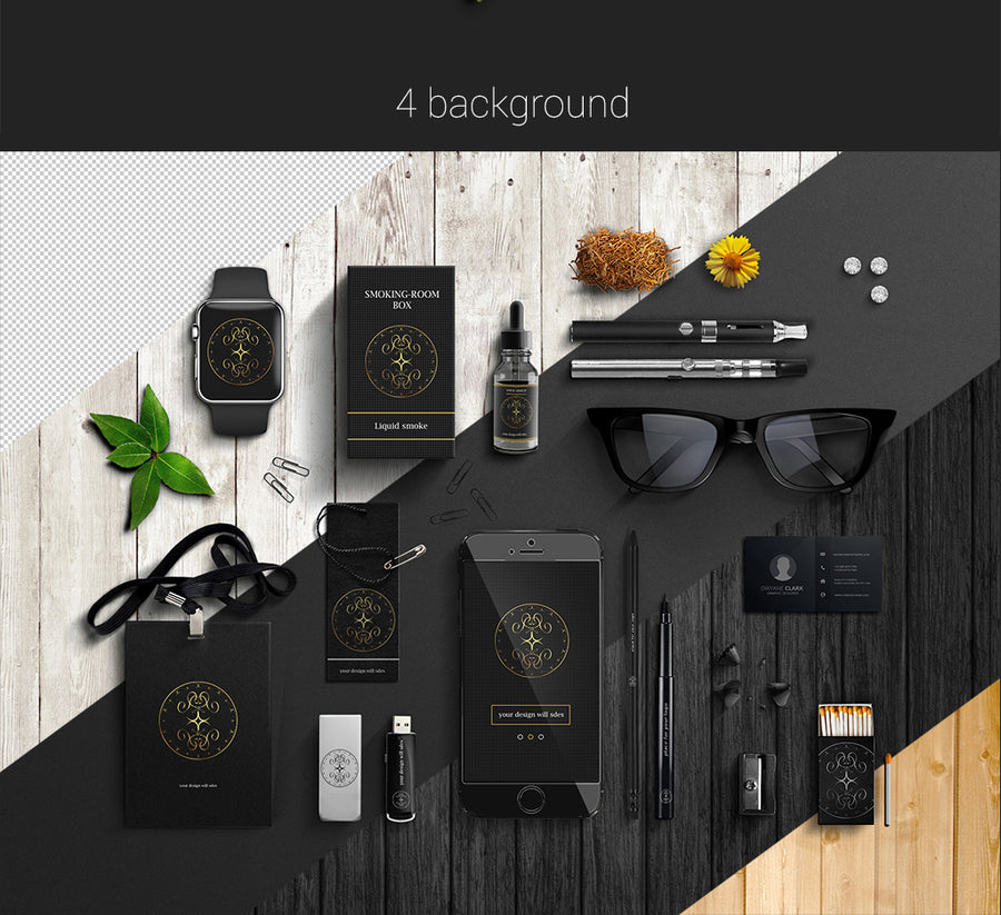 Corporate Identity Style Black PSD Mockup