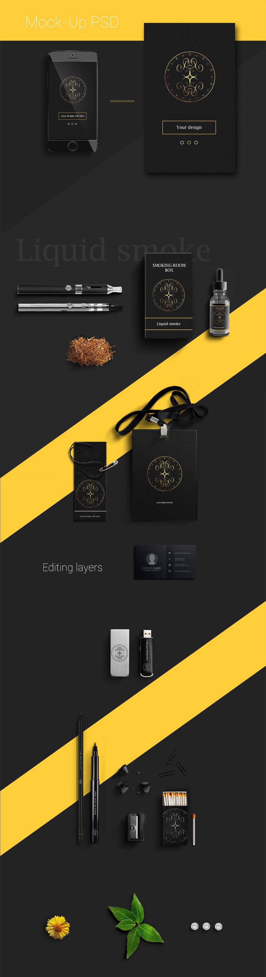 Corporate Identity Style Black PSD Mockup