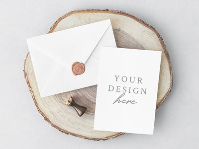 White PSD Invitation Card and Envelope