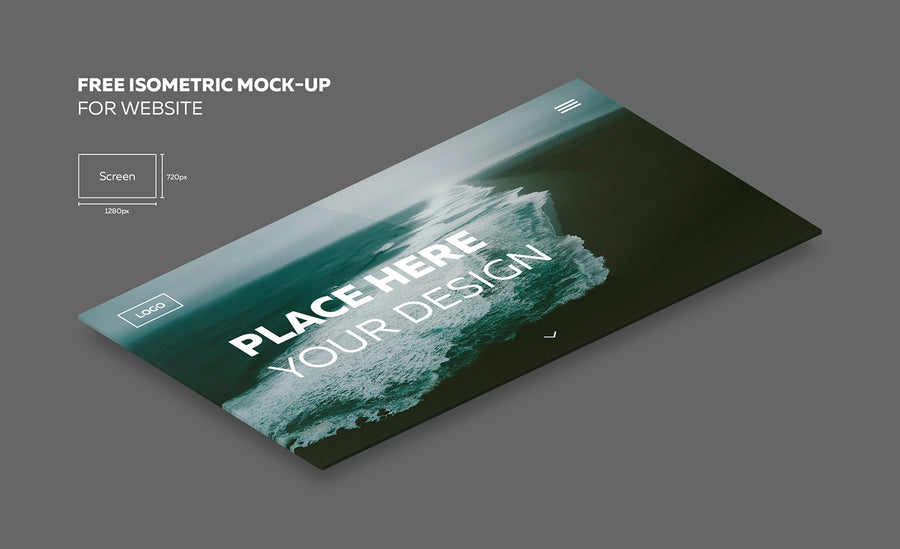 Isometric Website Display PSD Mockup