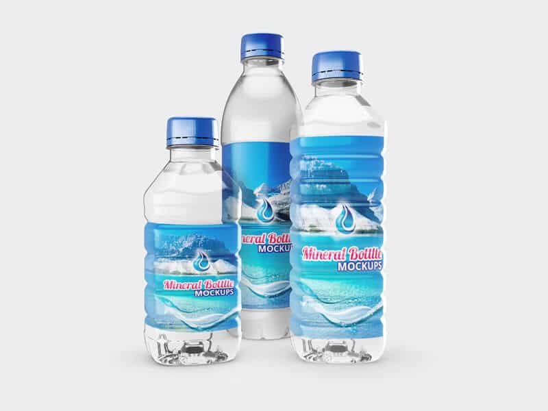 Glossy Mineral Bottles Mockups