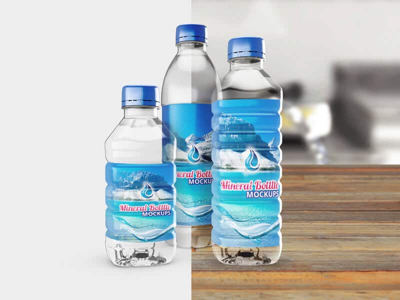 Glossy Mineral Bottles Mockups