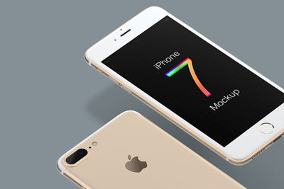 Multicolor iPhone 7 Mockup Space Gray, Black and Gold White