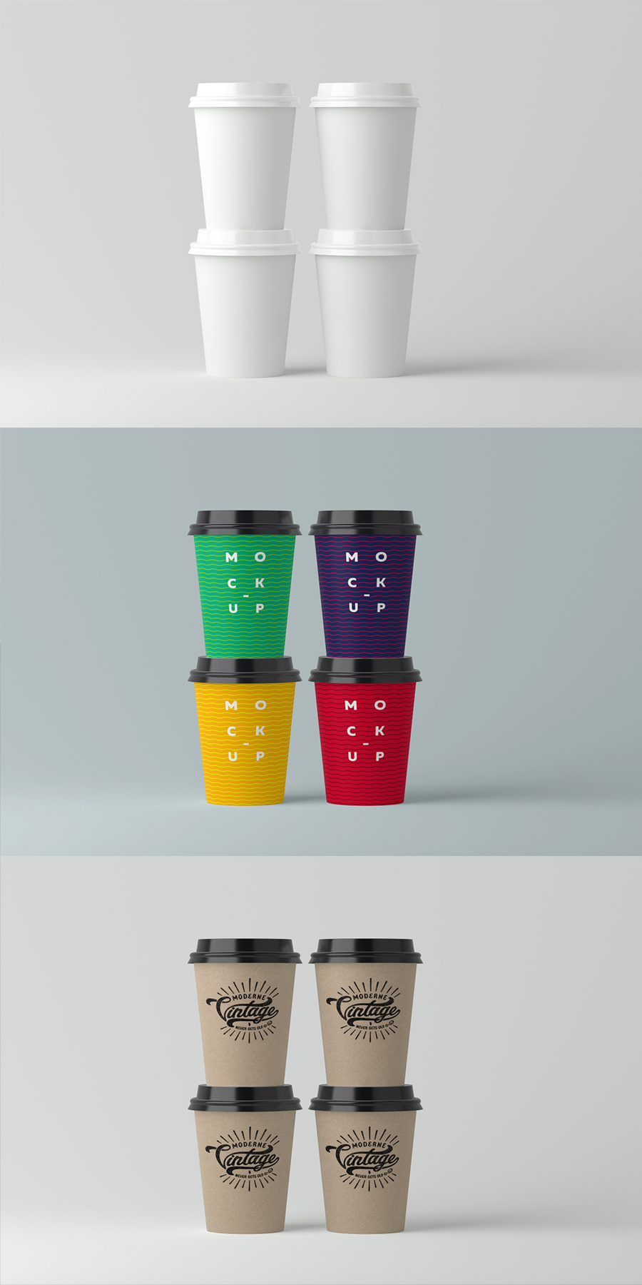 White Empty Papercup PSD Mockup