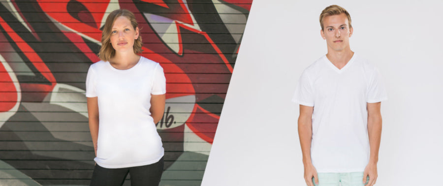 Clean White Photorealistic T-Shirt Template Men and Women