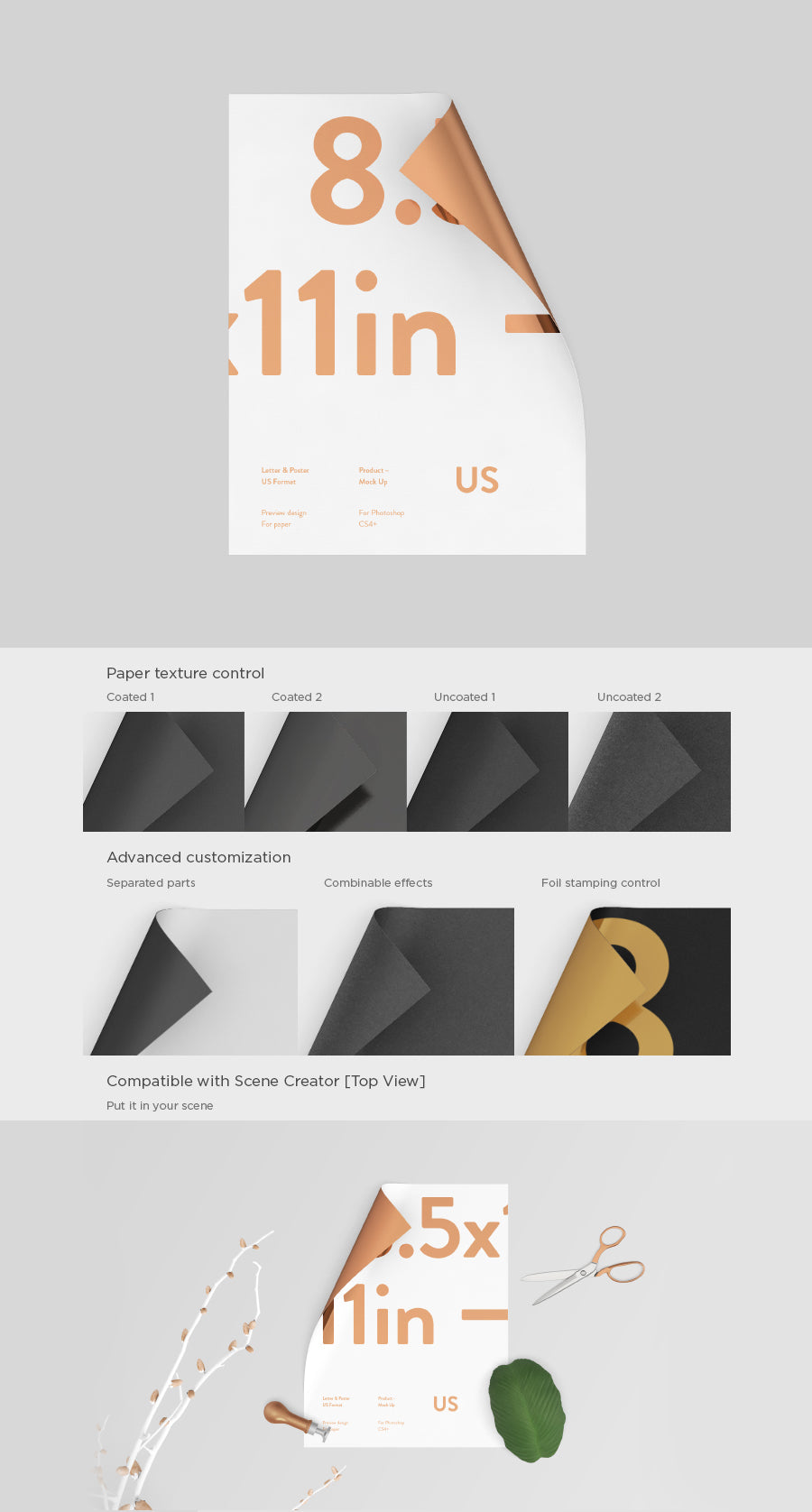 Curved Corner US Paper Letter Mockup