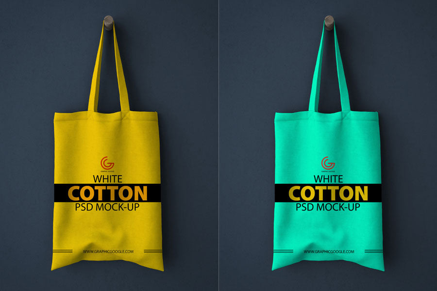 White Realistic Cotton Shopping Bag Mockup