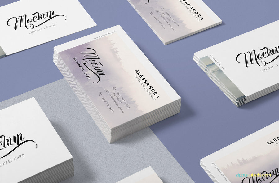 Isometric Business Card Mock Up