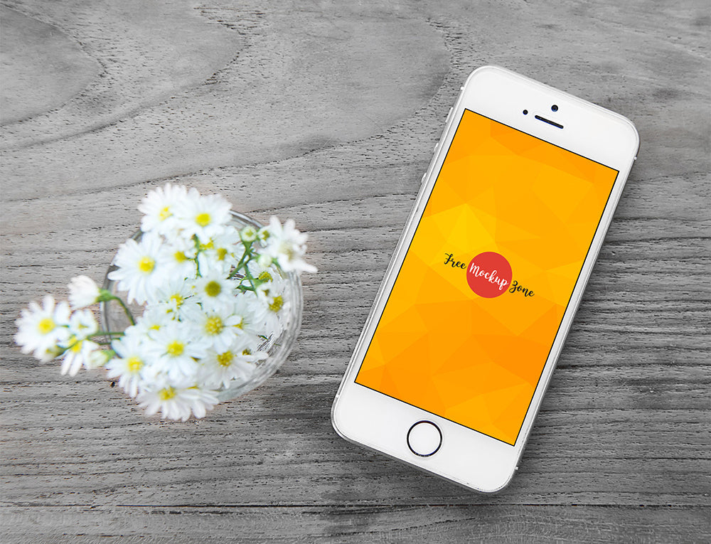 iPhone Mockup Wooden Background