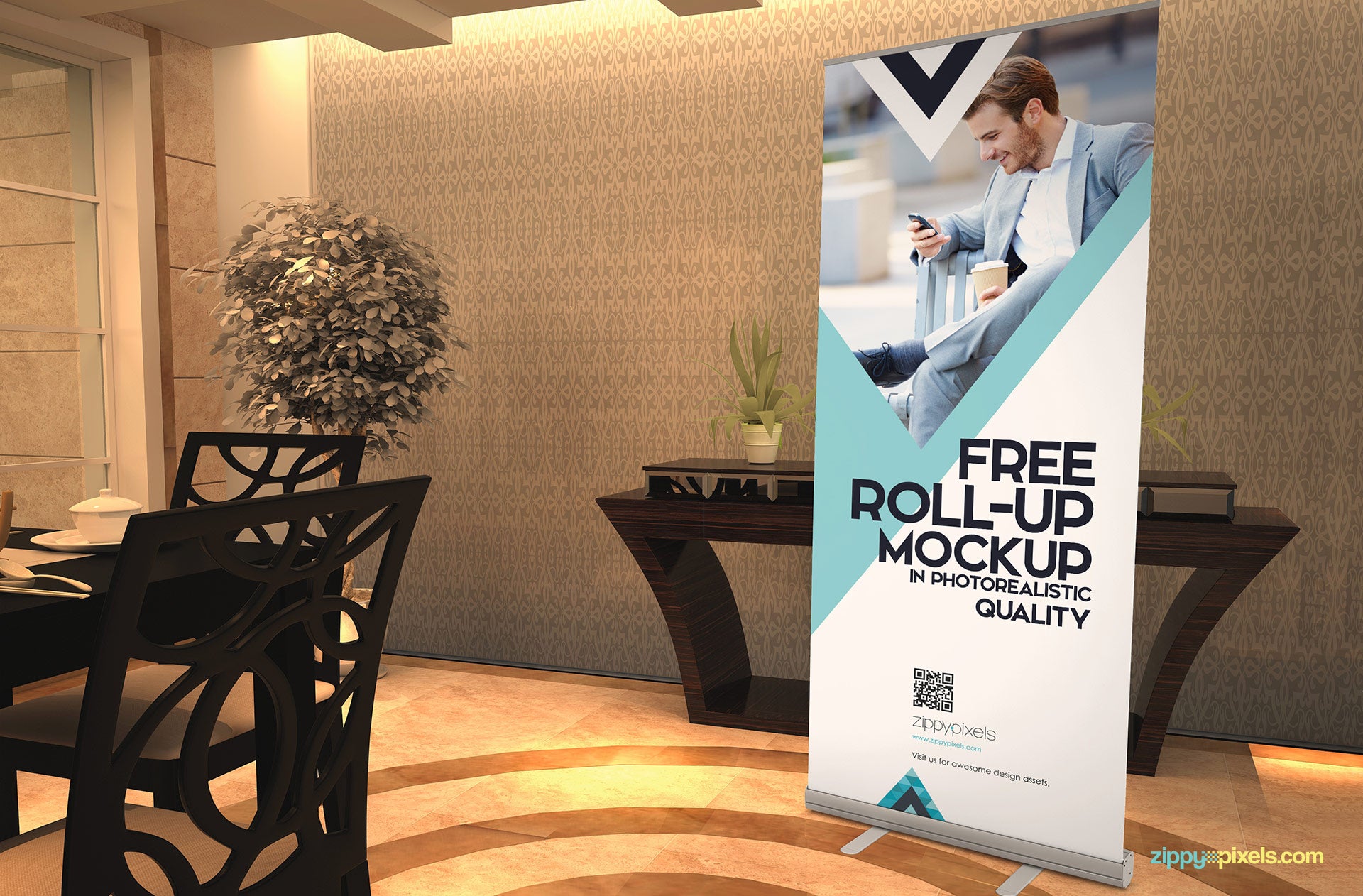 Roll Up Banner Advertisement Mockup