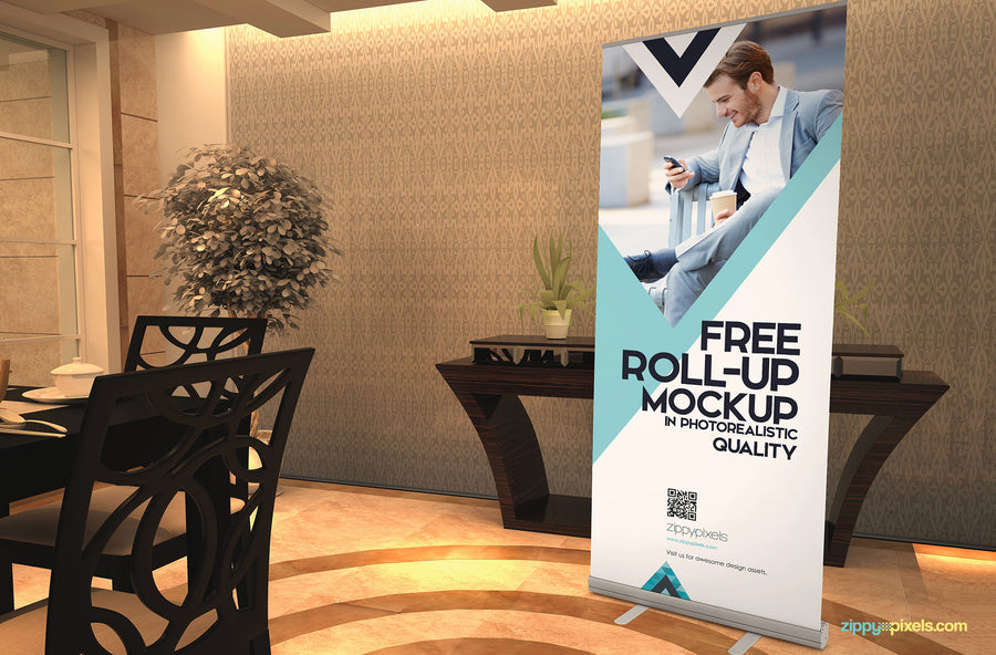 Roll Up Banner Advertisement Mockup