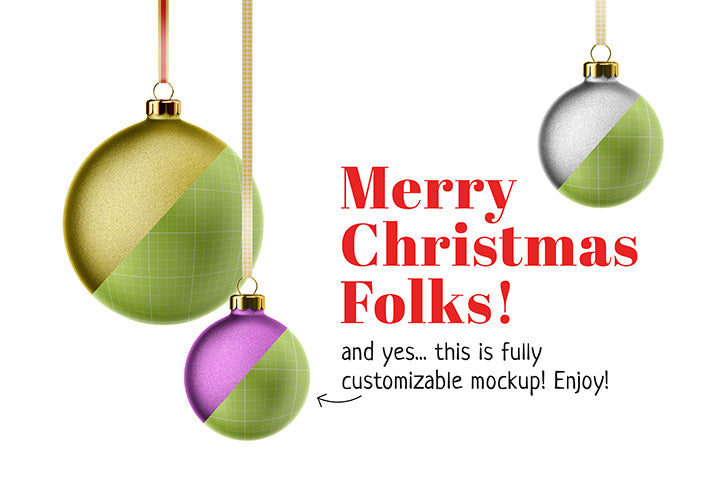 Christman Card and Balls Mockup