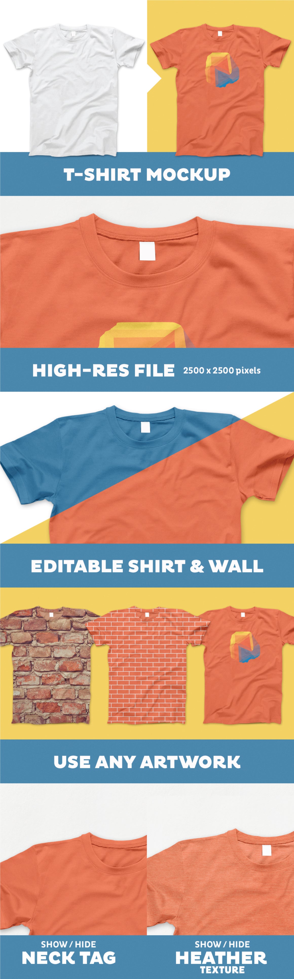 T-Shirt PSD Mockup with Realistic Effects