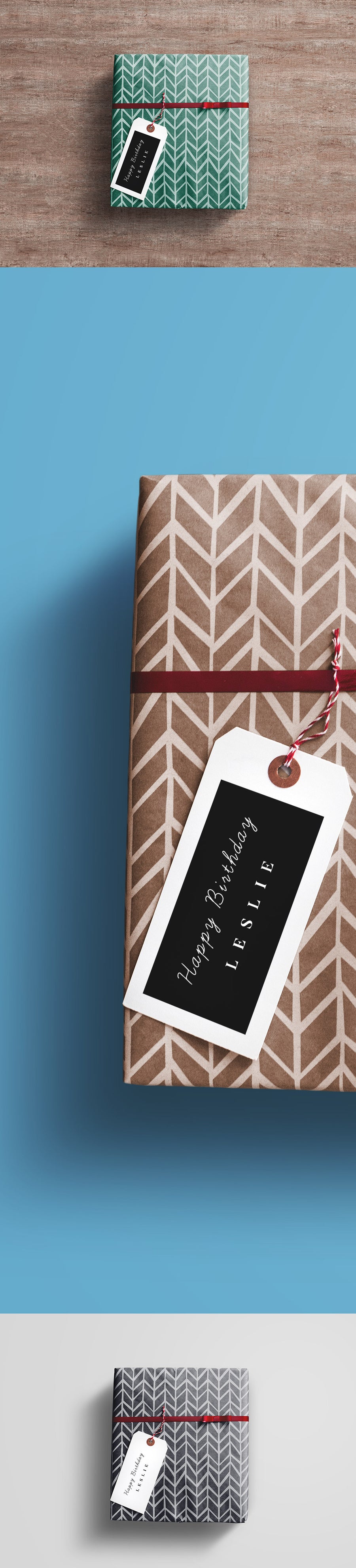 Gift Wrap Packaging Box PSD Mockup