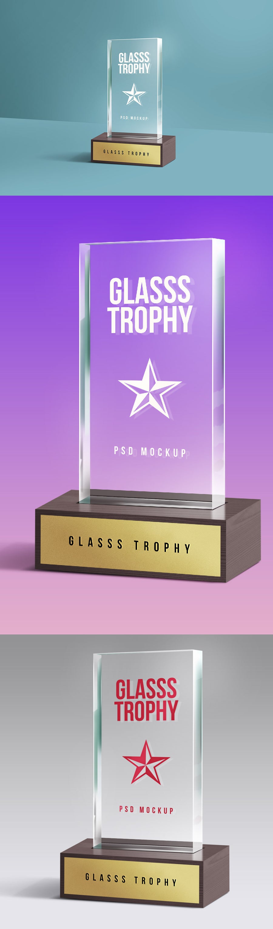 Glass Trophy PSD Mockup