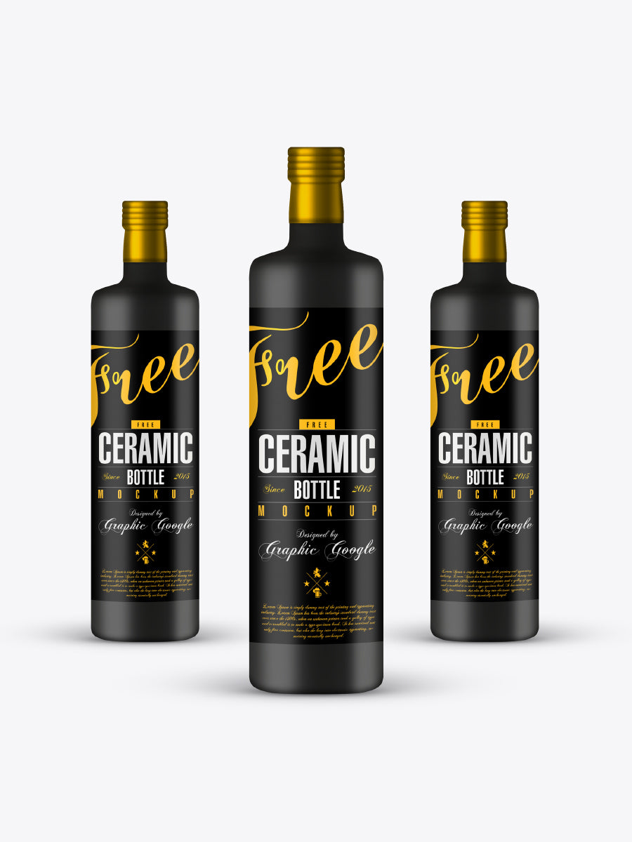 Black Ceramic Bottle PSD Mockup