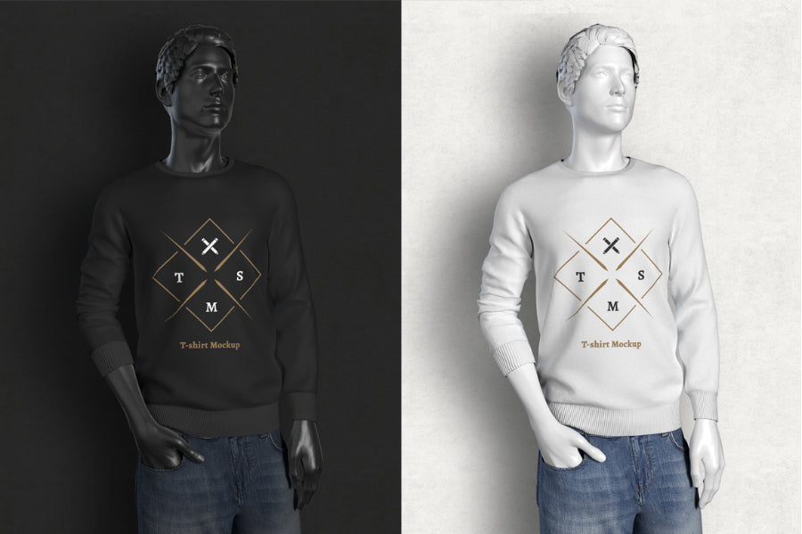 Long Sleeves T-Shirt Mockup on a Model