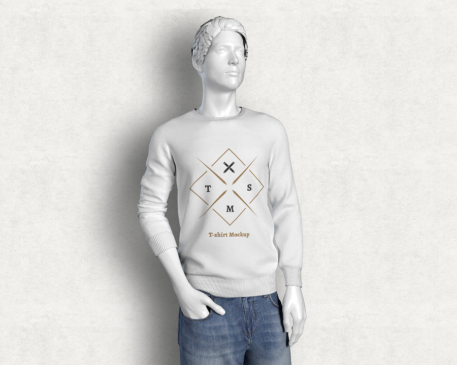 Long Sleeves T-Shirt Mockup on a Model