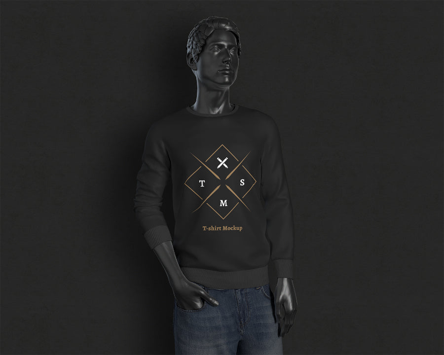Long Sleeves T-Shirt Mockup on a Model