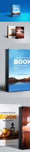 Hardcover Book Mockup PSD Side Angel View