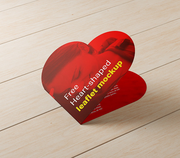 Heart-Shaped Valentines Day Leaflet Mockup