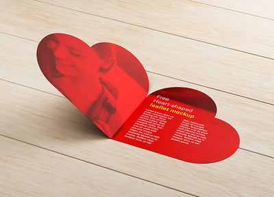 Heart-Shaped Valentines Day Leaflet Mockup
