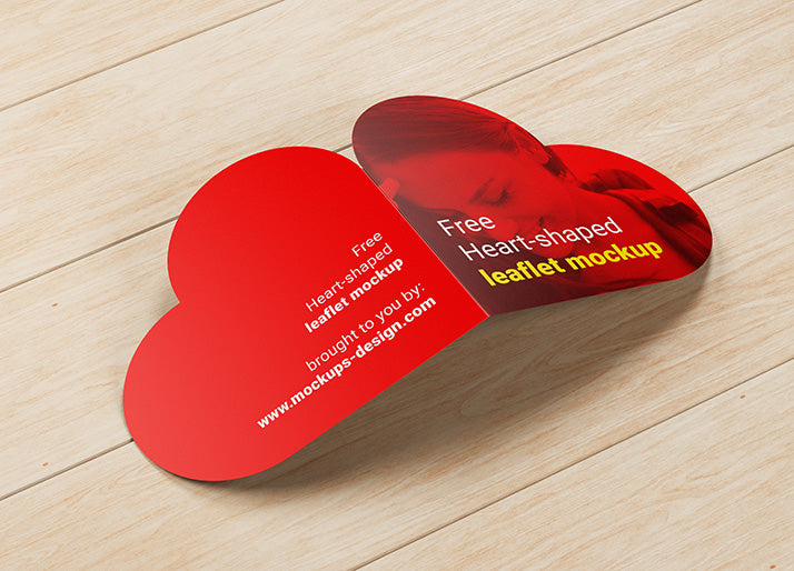 Heart-Shaped Valentines Day Leaflet Mockup