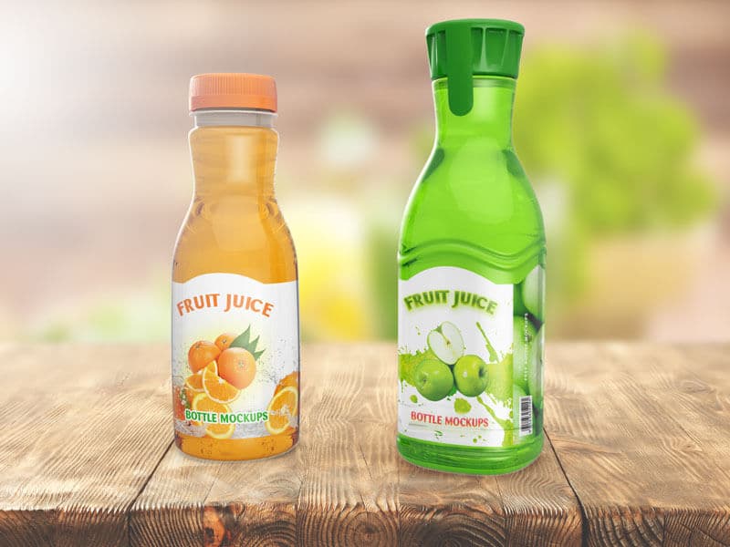Set of Two Juice Bottle Mockups