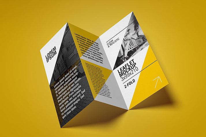 5 Views of a Z-Folded Flyer Mockup
