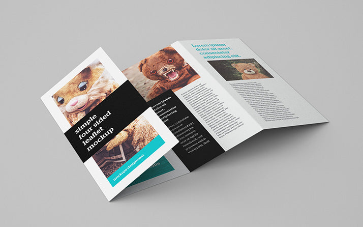 4-panel Leaflet Brochure Mockup 5 Angles or Views