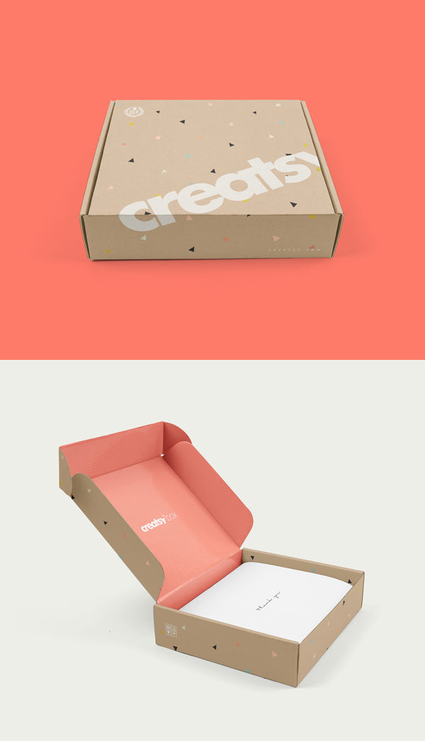 Cardboard Mailing Box PSD MockUp