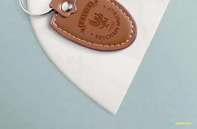 Leather Keychain Mockup with Changeable Marble Base