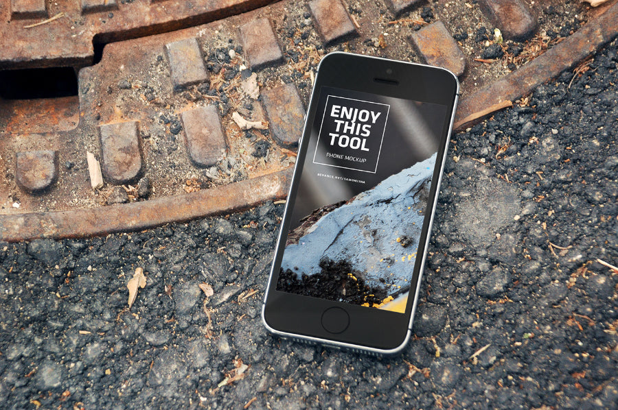 Macbook Pro, iPhone and iPad on the Street PSD Mockup