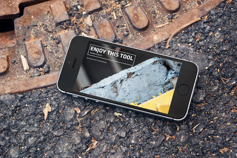 Macbook Pro, iPhone and iPad on the Street PSD Mockup